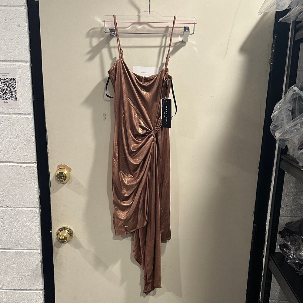 Guess by Marciano Sara Copper Asymmetrical Dress Metallic XS